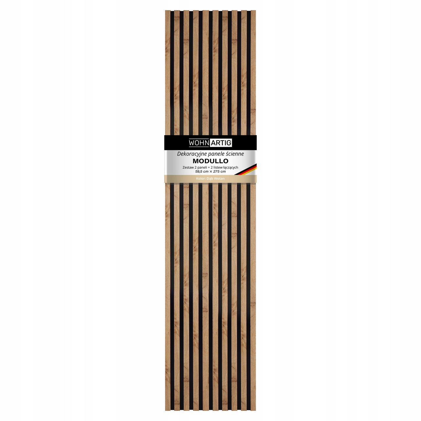Dekoracyjne Lamele MODULLO na czarnej płycie zestaw 59,5 x 275 cm
