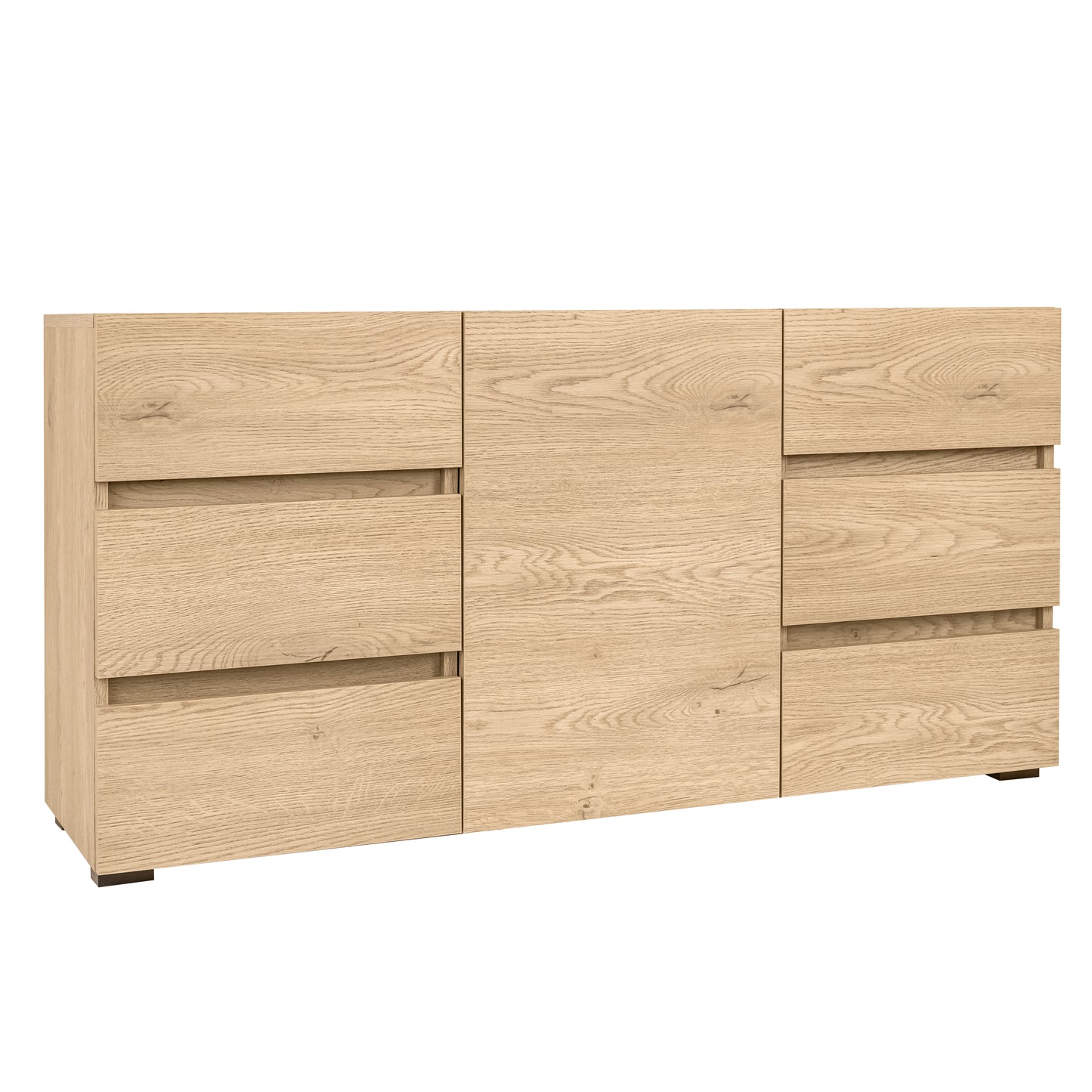 ESSENZIO Komoda w kolorze dębu Cremona 120 x 33,4 x 58,5 cm – nowoczesna szafka z szufladami i półkami