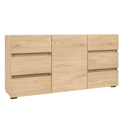 ESSENZIO Komoda w kolorze dębu Cremona 120 x 33,4 x 58,5 cm – nowoczesna szafka z szufladami i półkami