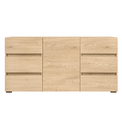 ESSENZIO Komoda w kolorze dębu Cremona 120 x 33,4 x 58,5 cm – nowoczesna szafka z szufladami i półkami