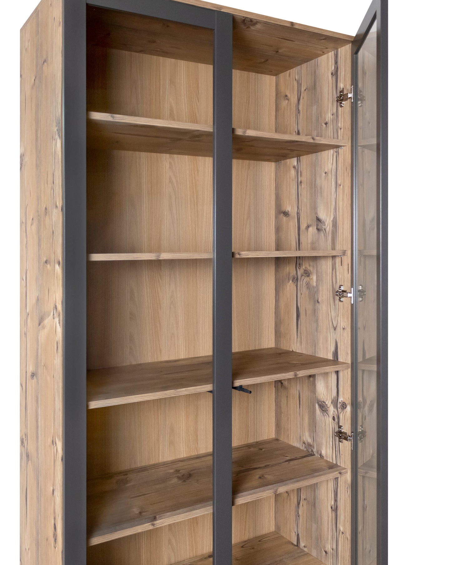 Witryna przeszklona w odcieniu drewna dębowego 79,5 × 40 × 206,4 cm