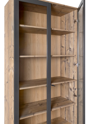 Witryna przeszklona w odcieniu drewna dębowego 79,5 × 40 × 206,4 cm
