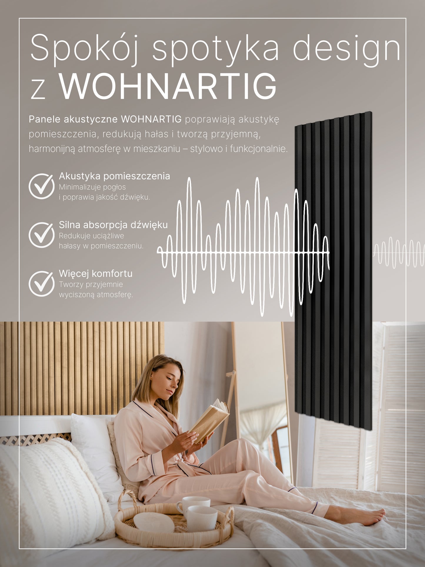 Dekoracyjny Panel Akustyczny SPAZIO 540 mm x 2600 mm (zestaw 2 szt. 270 x 2600 mm)