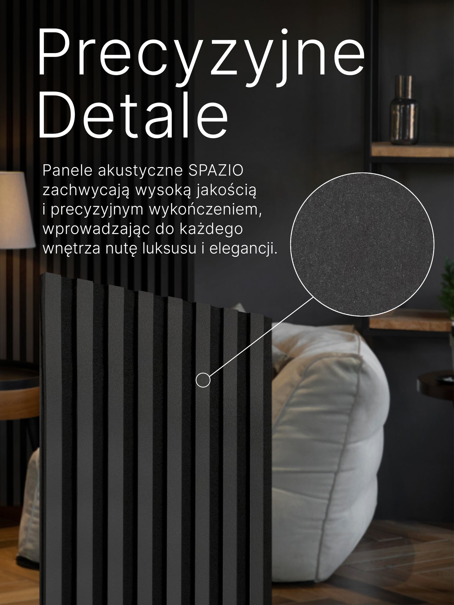 Dekoracyjny Panel Akustyczny SPAZIO 540 mm x 2600 mm (zestaw 2 szt. 270 x 2600 mm)