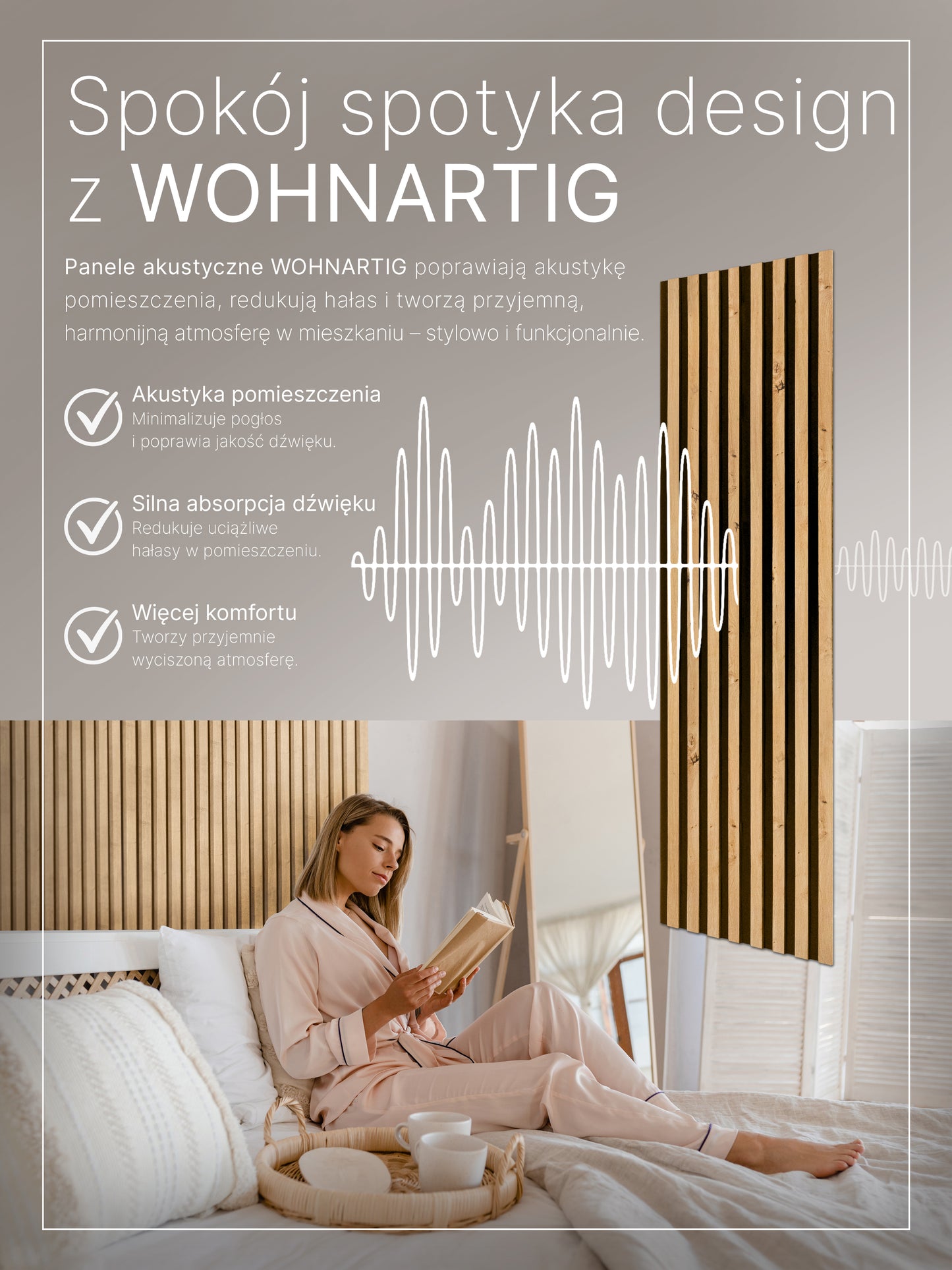 Dekoracyjny Panel Akustyczny SPAZIO 540 mm x 2600 mm (zestaw 2 szt. 270 x 2600 mm)