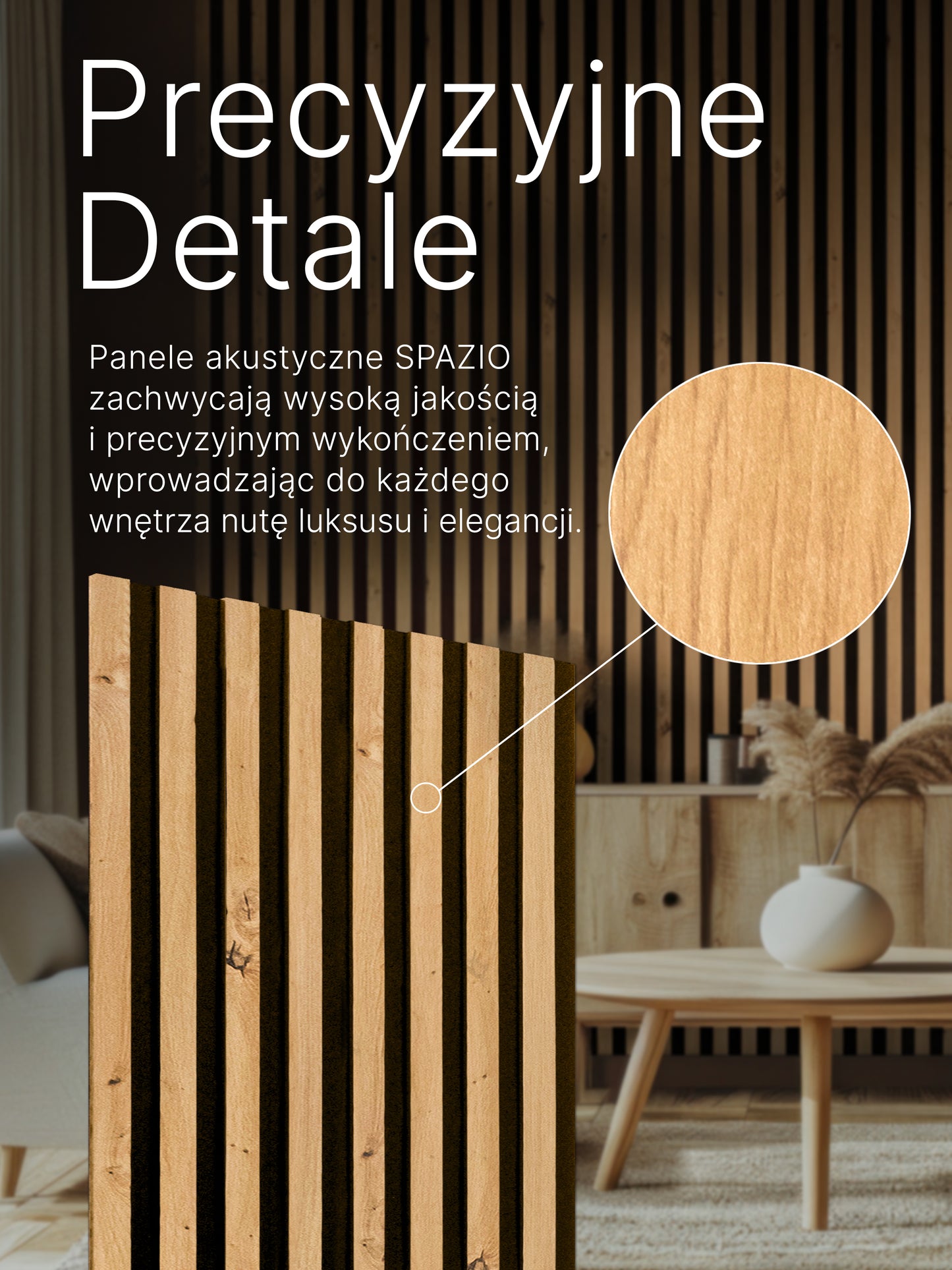 Dekoracyjny Panel Akustyczny SPAZIO 540 mm x 2600 mm (zestaw 2 szt. 270 x 2600 mm)