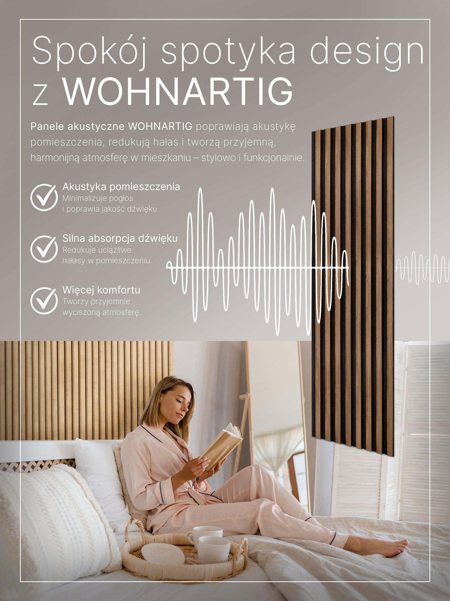 Dekoracyjny Panel Akustyczny SPAZIO 540 mm x 2600 mm (zestaw 2 szt. 270 x 2600 mm)