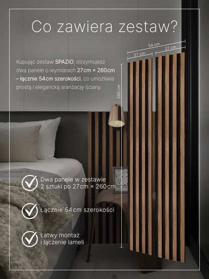 Dekoracyjny Panel Akustyczny SPAZIO 540 mm x 2600 mm (zestaw 2 szt. 270 x 2600 mm)