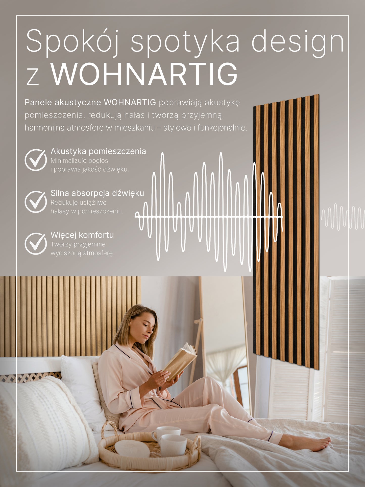 Dekoracyjny Panel Akustyczny SPAZIO 540 mm x 2600 mm (zestaw 2 szt. 270 x 2600 mm)