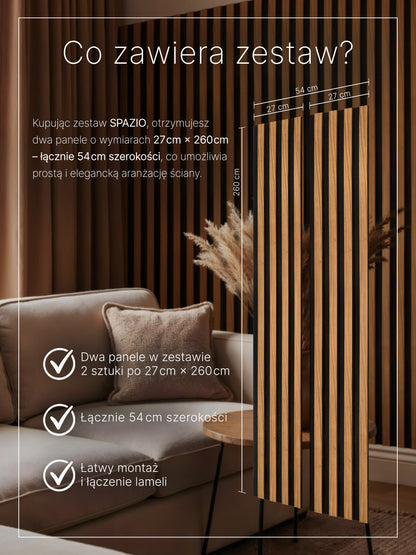 Dekoracyjny Panel Akustyczny SPAZIO 540 mm x 2600 mm (zestaw 2 szt. 270 x 2600 mm)
