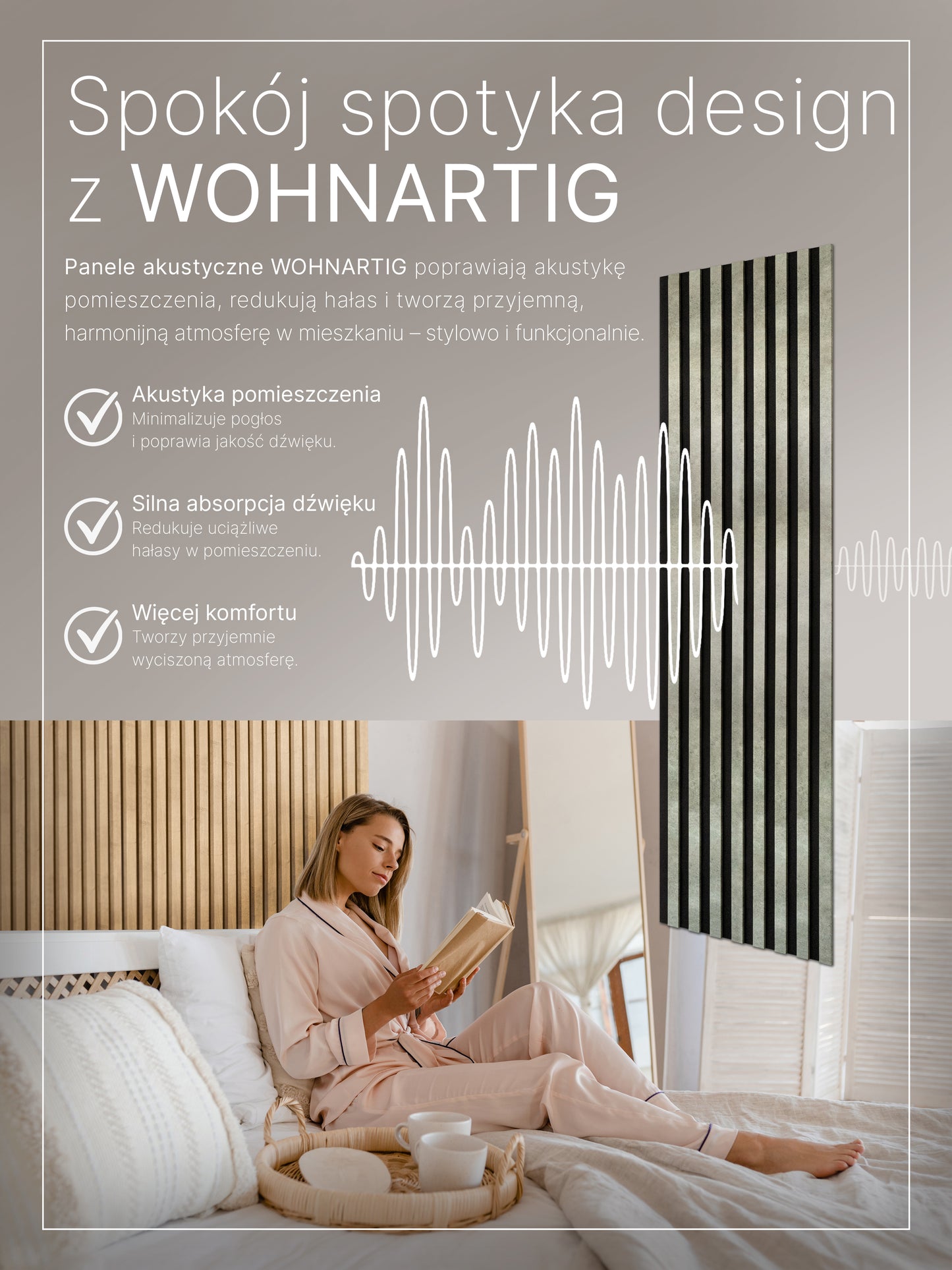 Dekoracyjny Panel Akustyczny SPAZIO 540 mm x 2600 mm (zestaw 2 szt. 270 x 2600 mm)