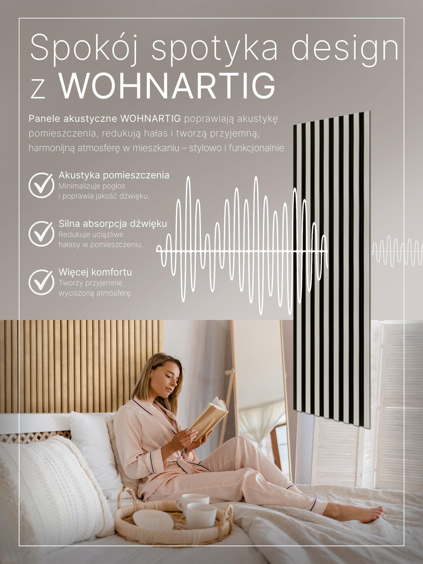 Dekoracyjny Panel Akustyczny SPAZIO 540 mm x 2600 mm (zestaw 2 szt. 270 x 2600 mm)