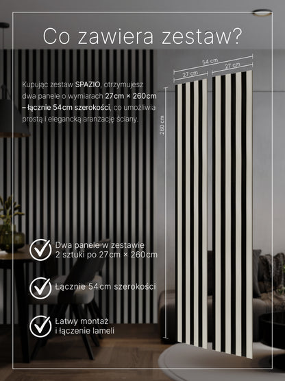 Dekoracyjny Panel Akustyczny SPAZIO 540 mm x 2600 mm (zestaw 2 szt. 270 x 2600 mm)