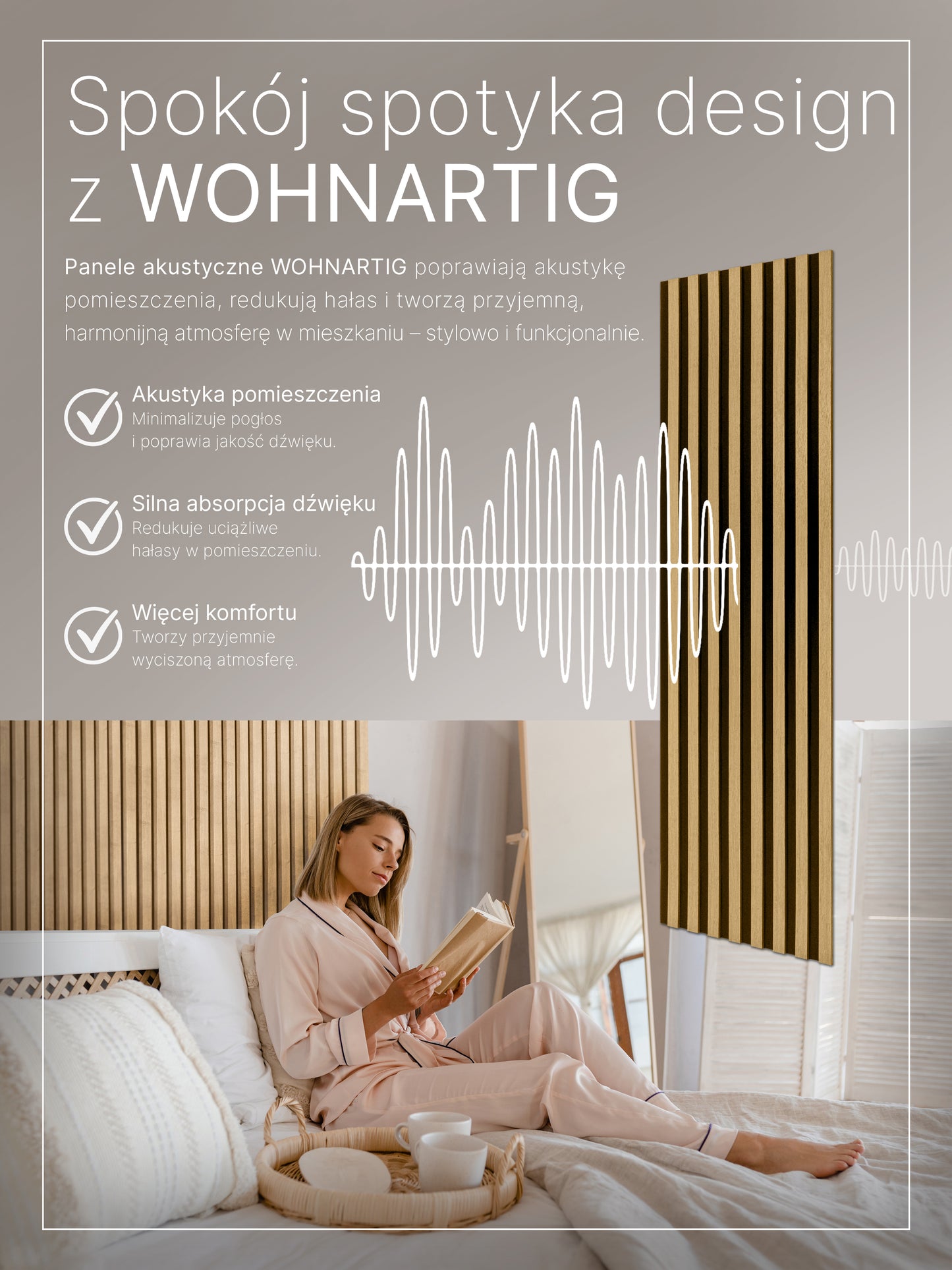 Dekoracyjny Panel Akustyczny SPAZIO 540 mm x 2600 mm (zestaw 2 szt. 270 x 2600 mm)