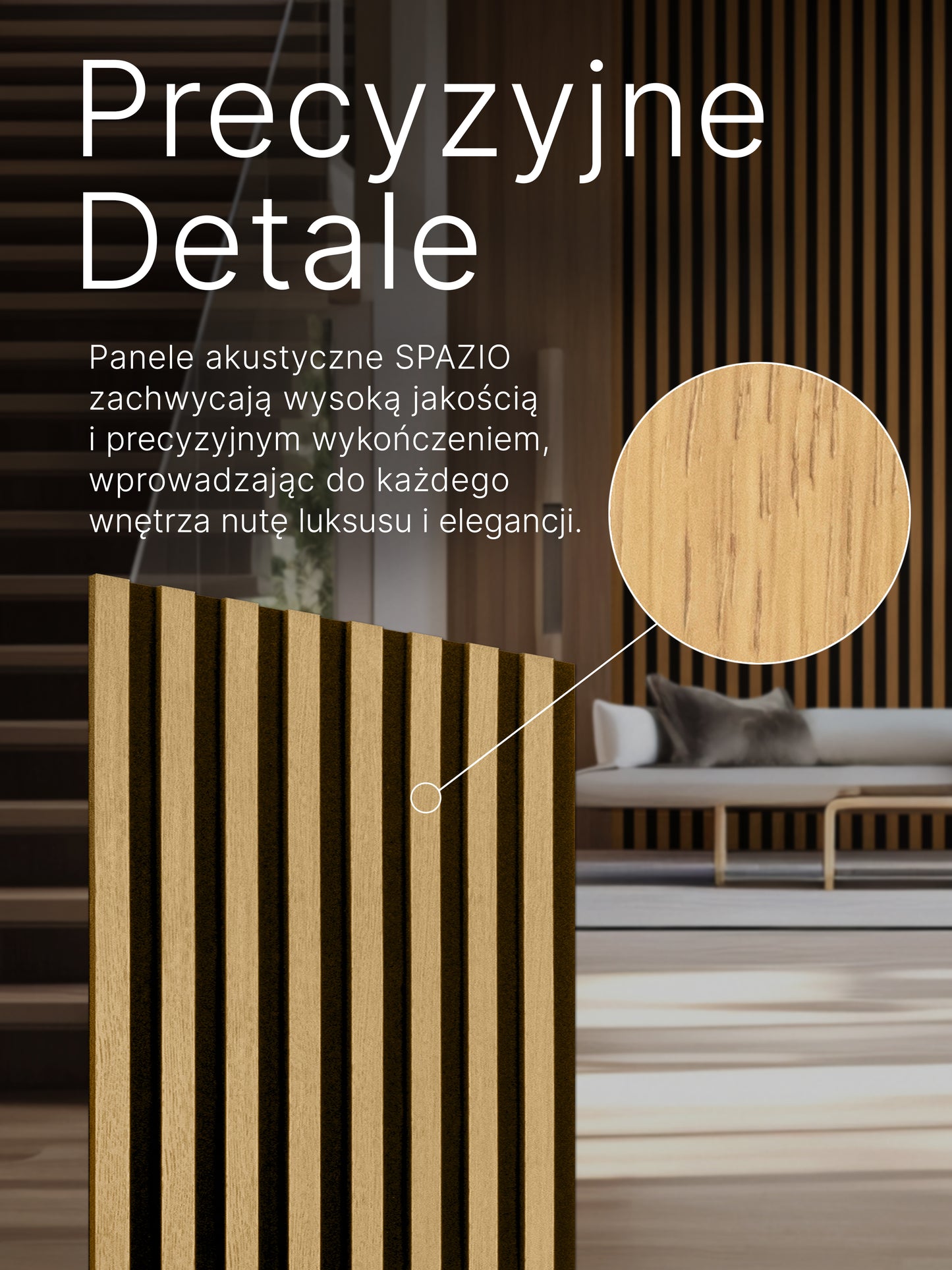 Dekoracyjny Panel Akustyczny SPAZIO 540 mm x 2600 mm (zestaw 2 szt. 270 x 2600 mm)