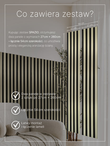 Dekoracyjny Panel Akustyczny SPAZIO 540 mm x 2600 mm (zestaw 2 szt. 270 x 2600 mm)