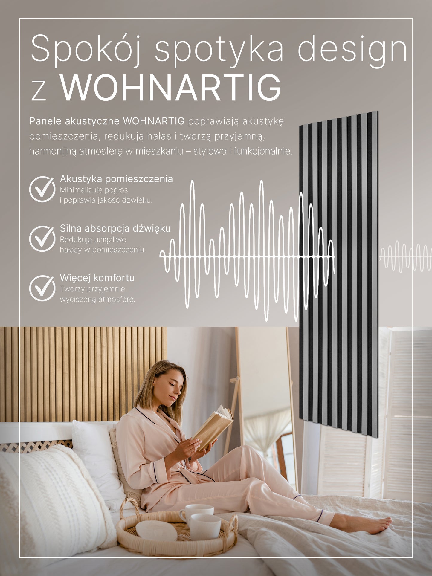 Dekoracyjny Panel Akustyczny SPAZIO 540 mm x 2600 mm (zestaw 2 szt. 270 x 2600 mm)