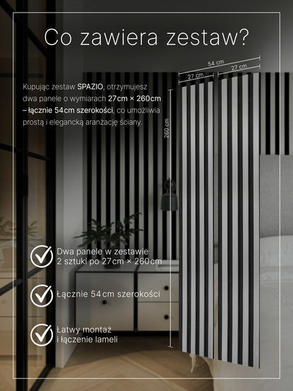 Dekoracyjny Panel Akustyczny SPAZIO 540 mm x 2600 mm (zestaw 2 szt. 270 x 2600 mm)