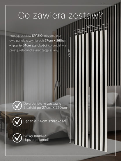 Dekoracyjny Panel Akustyczny SPAZIO 540 mm x 2600 mm (zestaw 2 szt. 270 x 2600 mm)