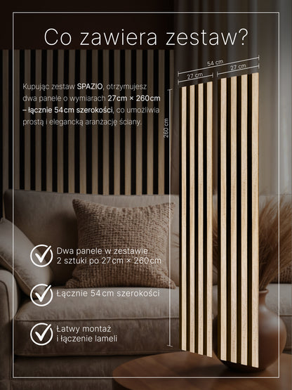 Dekoracyjny Panel Akustyczny SPAZIO 540 mm x 2600 mm (zestaw 2 szt. 270 x 2600 mm)