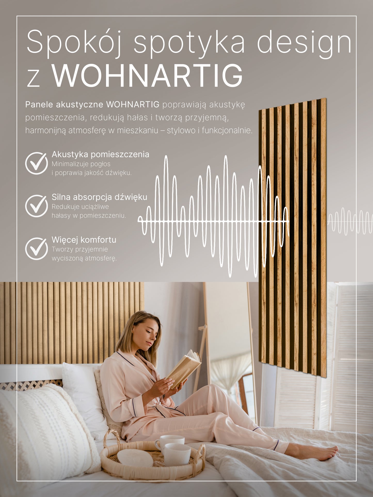 Dekoracyjny Panel Akustyczny SPAZIO 540 mm x 2600 mm (zestaw 2 szt. 270 x 2600 mm)