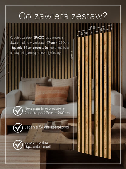 Dekoracyjny Panel Akustyczny SPAZIO 540 mm x 2600 mm (zestaw 2 szt. 270 x 2600 mm)
