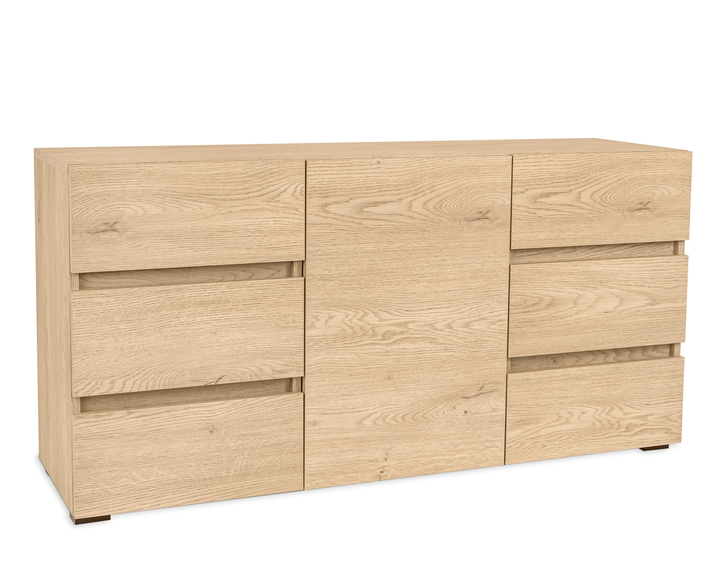 ESSENZIO Komoda w kolorze dębu Cremona 120 x 33,4 x 57 cm – nowoczesna szafka z szufladami i półkami