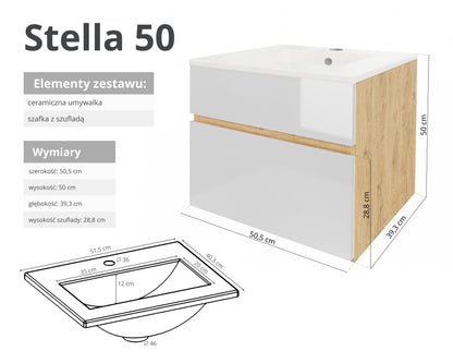 Szafka z umywalką STELLA 50 cm / 80 cm