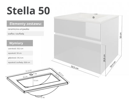 Szafka z umywalką STELLA 50 cm / 80 cm