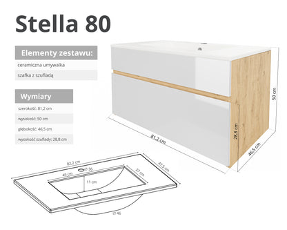 Szafka z umywalką STELLA 50 cm / 80 cm