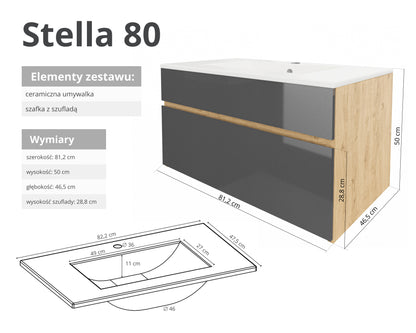 Szafka z umywalką STELLA 50 cm / 80 cm