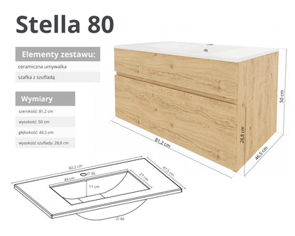 Szafka z umywalką STELLA 50 cm / 80 cm
