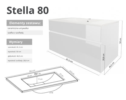 Szafka z umywalką STELLA 50 cm / 80 cm
