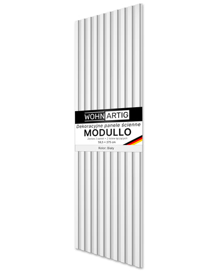 Dekoracyjne Lamele MODULLO na białej płycie zestaw 59,5 x 275 cm