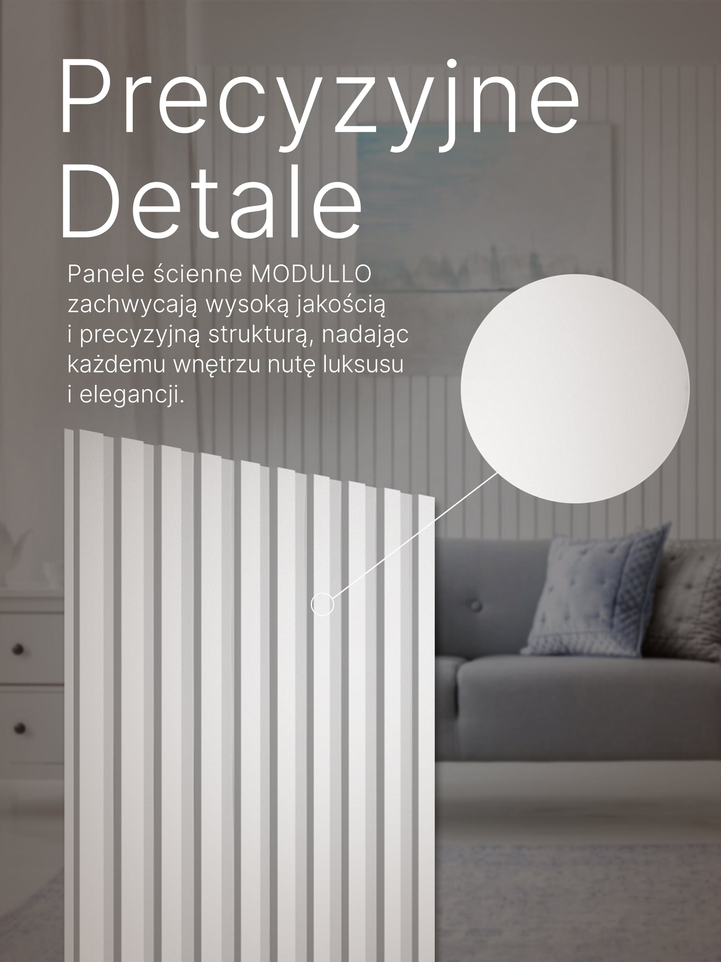 Dekoracyjne Lamele MODULLO na białej płycie zestaw 59,5 x 275 cm