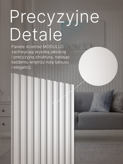 Dekoracyjne Lamele MODULLO na białej płycie zestaw 59,5 x 275 cm