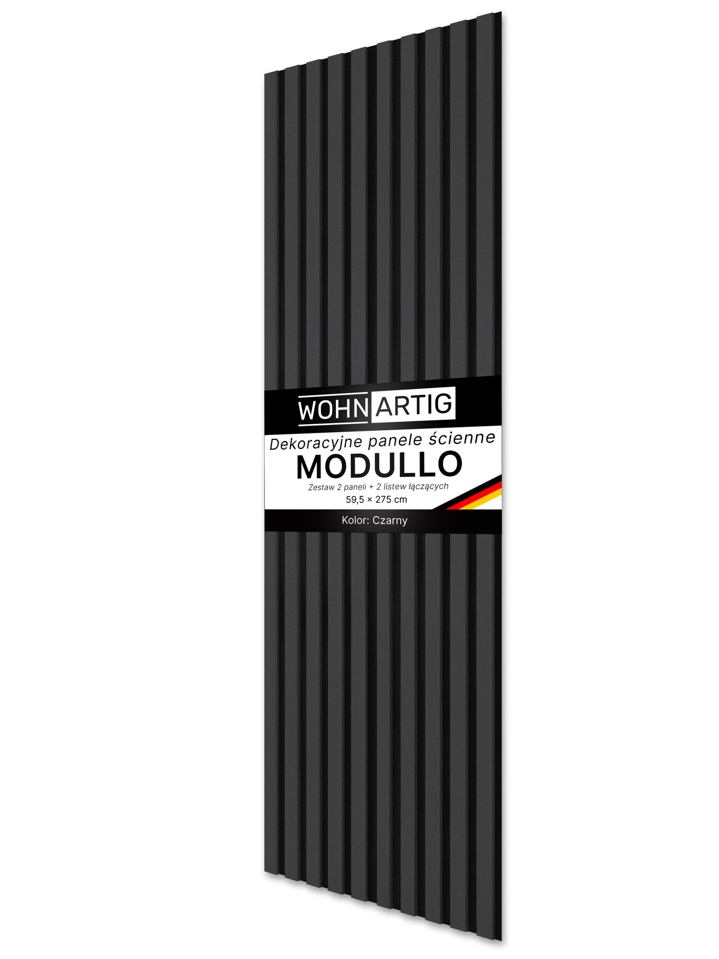 Dekoracyjne Lamele MODULLO na czarnej płycie zestaw 59,5 x 275 cm