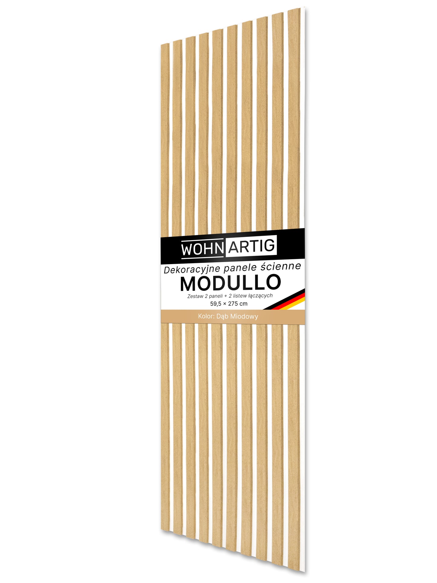 Dekoracyjne Lamele MODULLO na białej płycie zestaw 59,5 x 275 cm