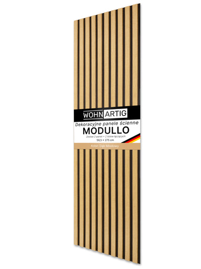 Dekoracyjne Lamele MODULLO na czarnej płycie zestaw 59,5 x 275 cm