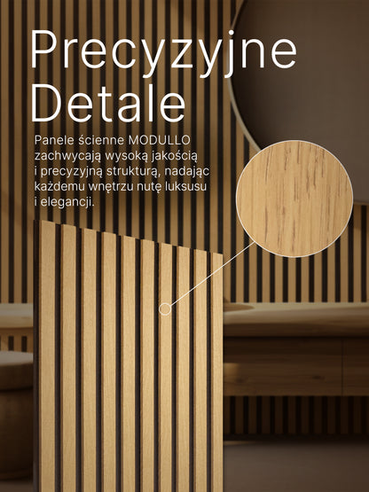 Dekoracyjne Lamele MODULLO na czarnej płycie zestaw 59,5 x 275 cm