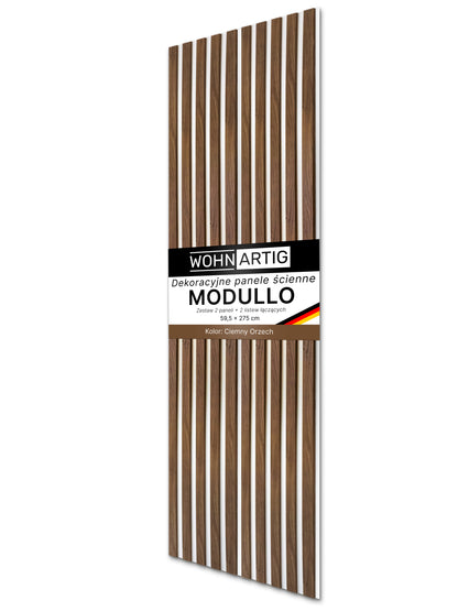 Dekoracyjne Lamele MODULLO na białej płycie zestaw 59,5 x 275 cm