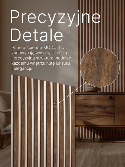 Dekoracyjne Lamele MODULLO na białej płycie zestaw 59,5 x 275 cm
