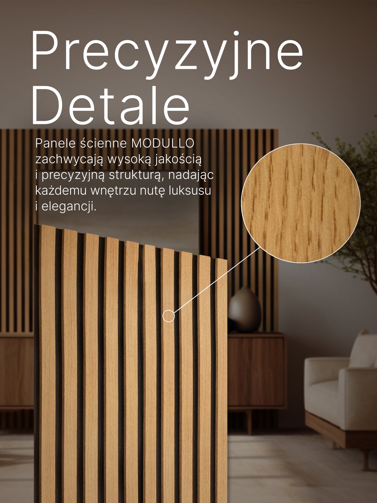 Dekoracyjne Lamele MODULLO na czarnej płycie zestaw 59,5 x 275 cm