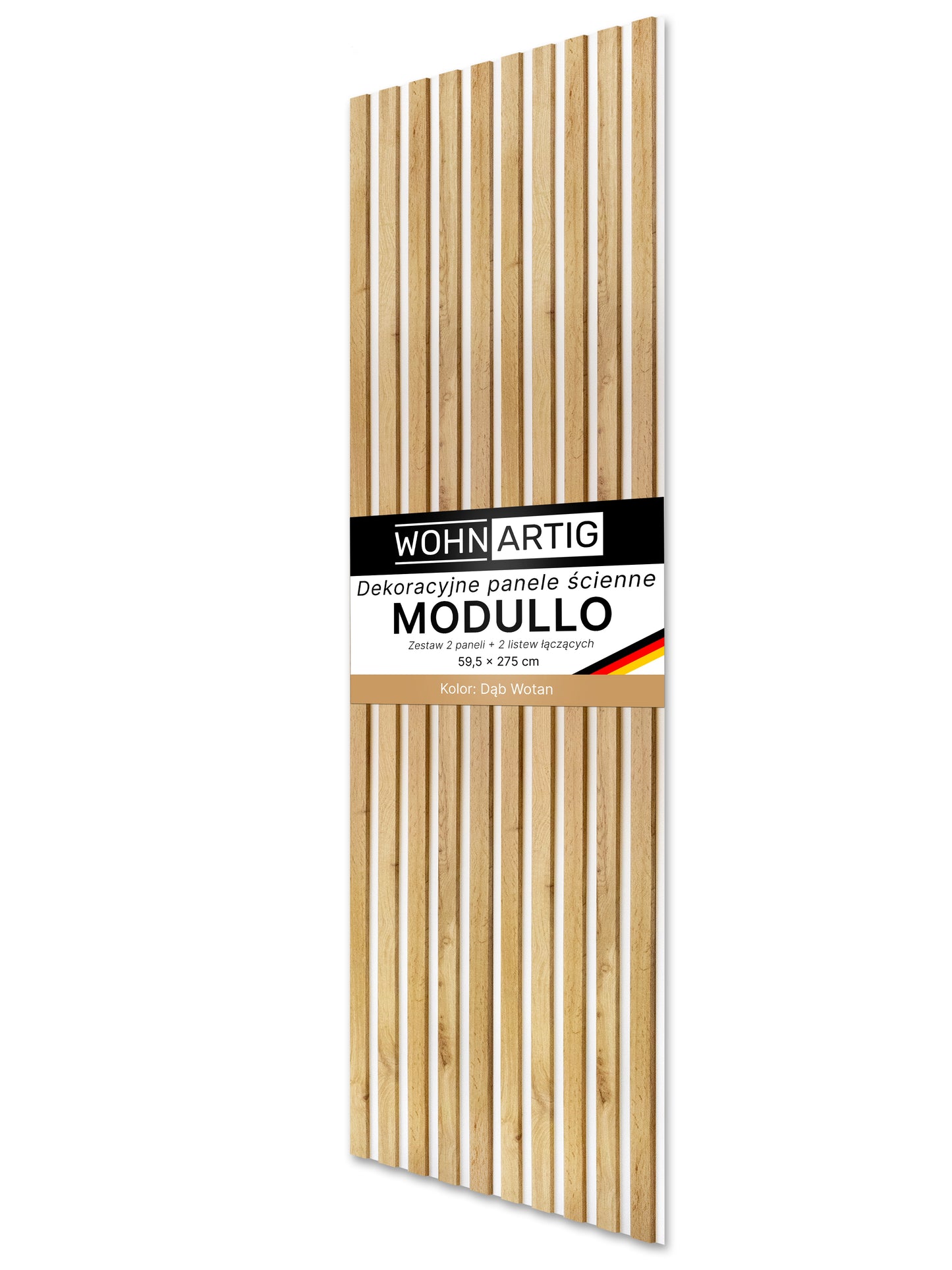 Dekoracyjne Lamele MODULLO na białej płycie zestaw 59,5 x 275 cm