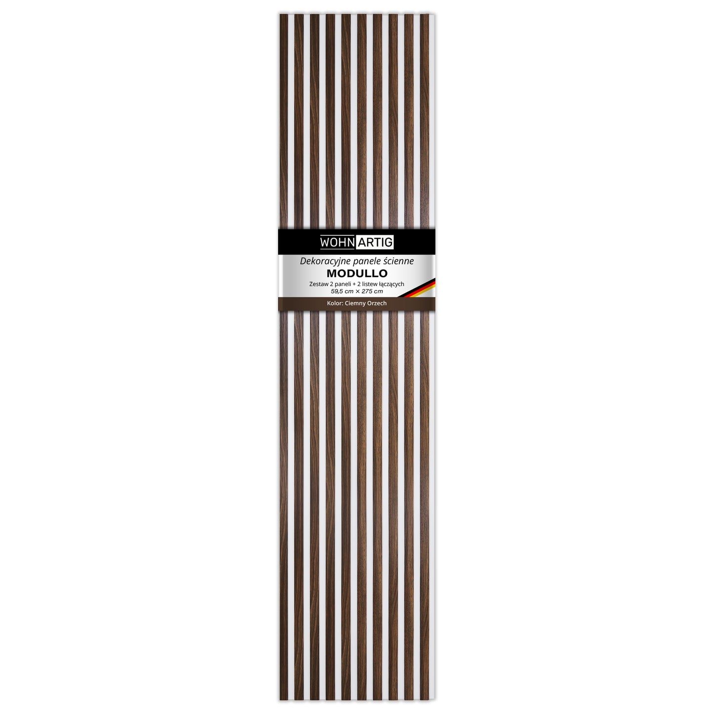 Dekoracyjne Lamele MODULLO na białej płycie zestaw 59,5 x 275 cm