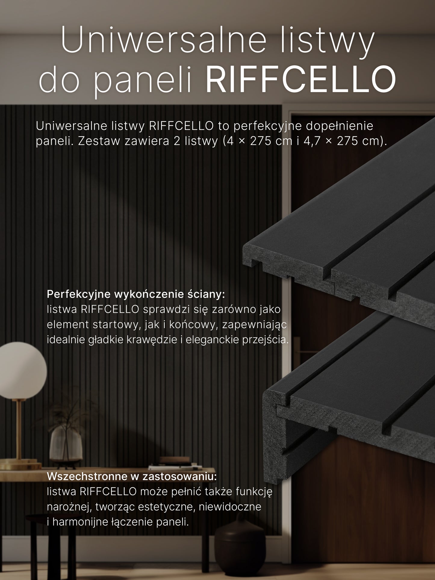 RIFFCELLO Listwy uzupełniające 40/47 x 2750 mm (zestaw 2 szt.)