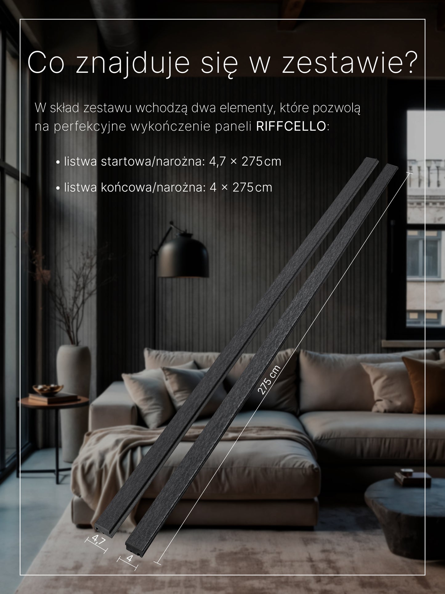 RIFFCELLO Listwy uzupełniające 40/47 x 2750 mm (zestaw 2 szt.)