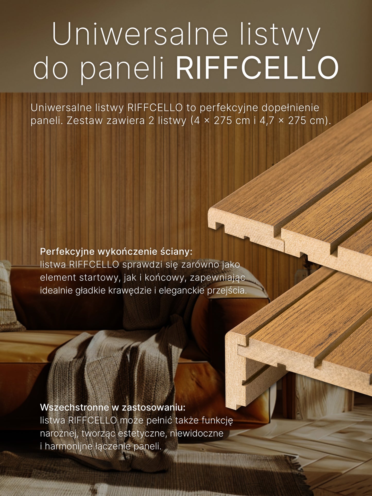 RIFFCELLO Listwy uzupełniające 40/47 x 2750 mm (zestaw 2 szt.)