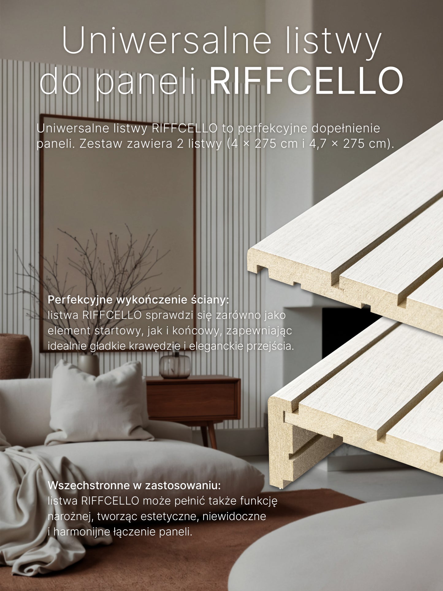 RIFFCELLO Lamele dekoracyjne 390 x 2750 mm (zestaw 2 szt. 195 x 2750 mm)