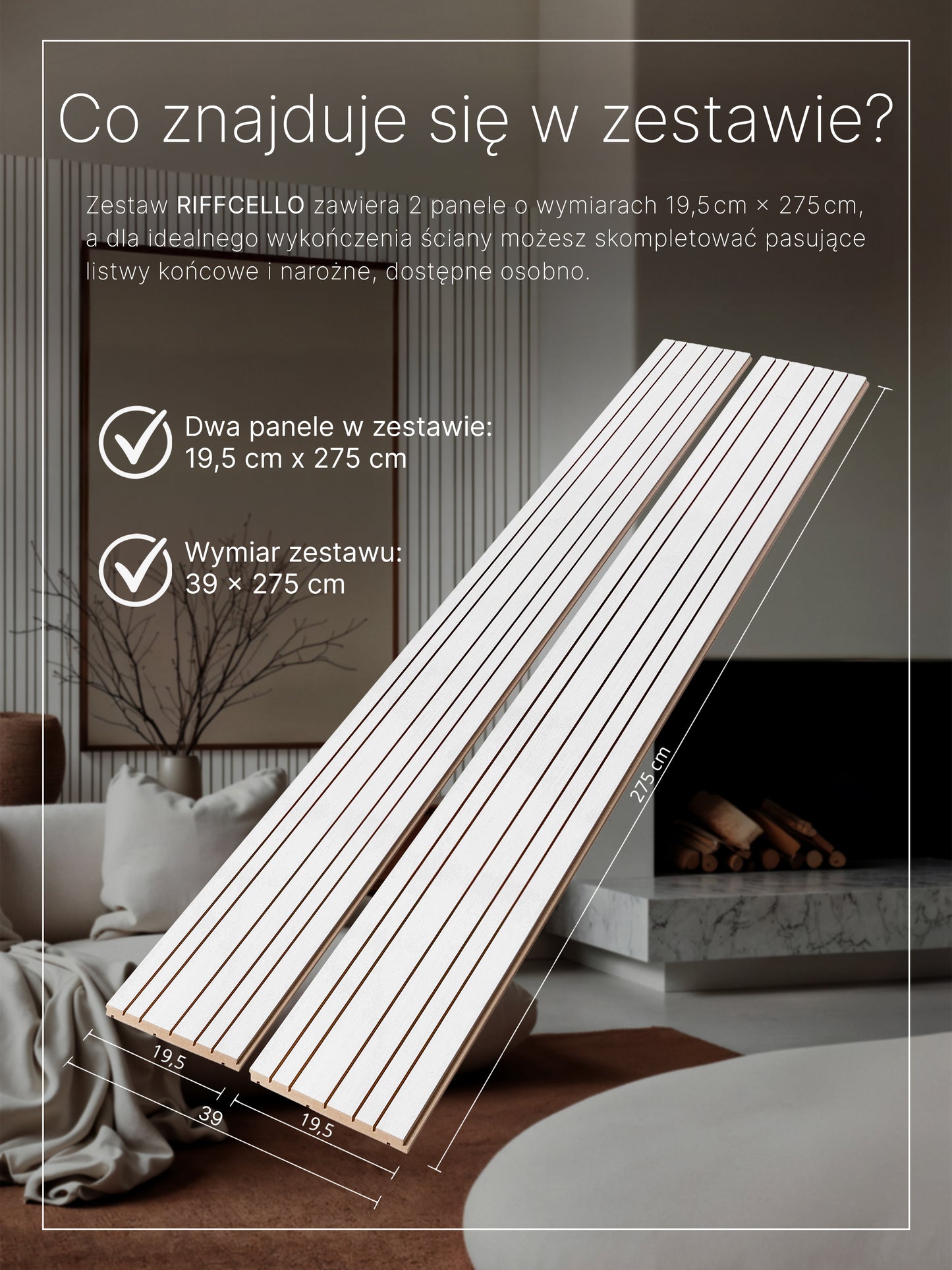 RIFFCELLO Lamele dekoracyjne 390 x 2750 mm (zestaw 2 szt. 195 x 2750 mm)
